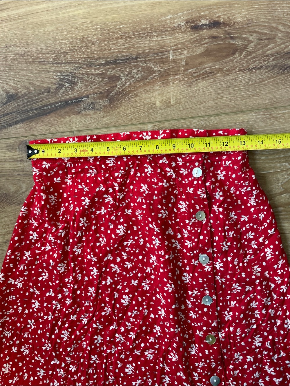Vintage Studio Red Floral Button-Front Midi Skirt - Picture 5 of 9